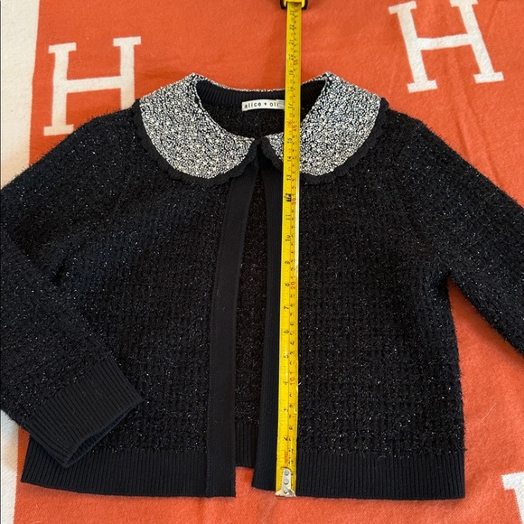 Alice + Olivia Black Cardigan with Silver Collar - Picture 10 of 10